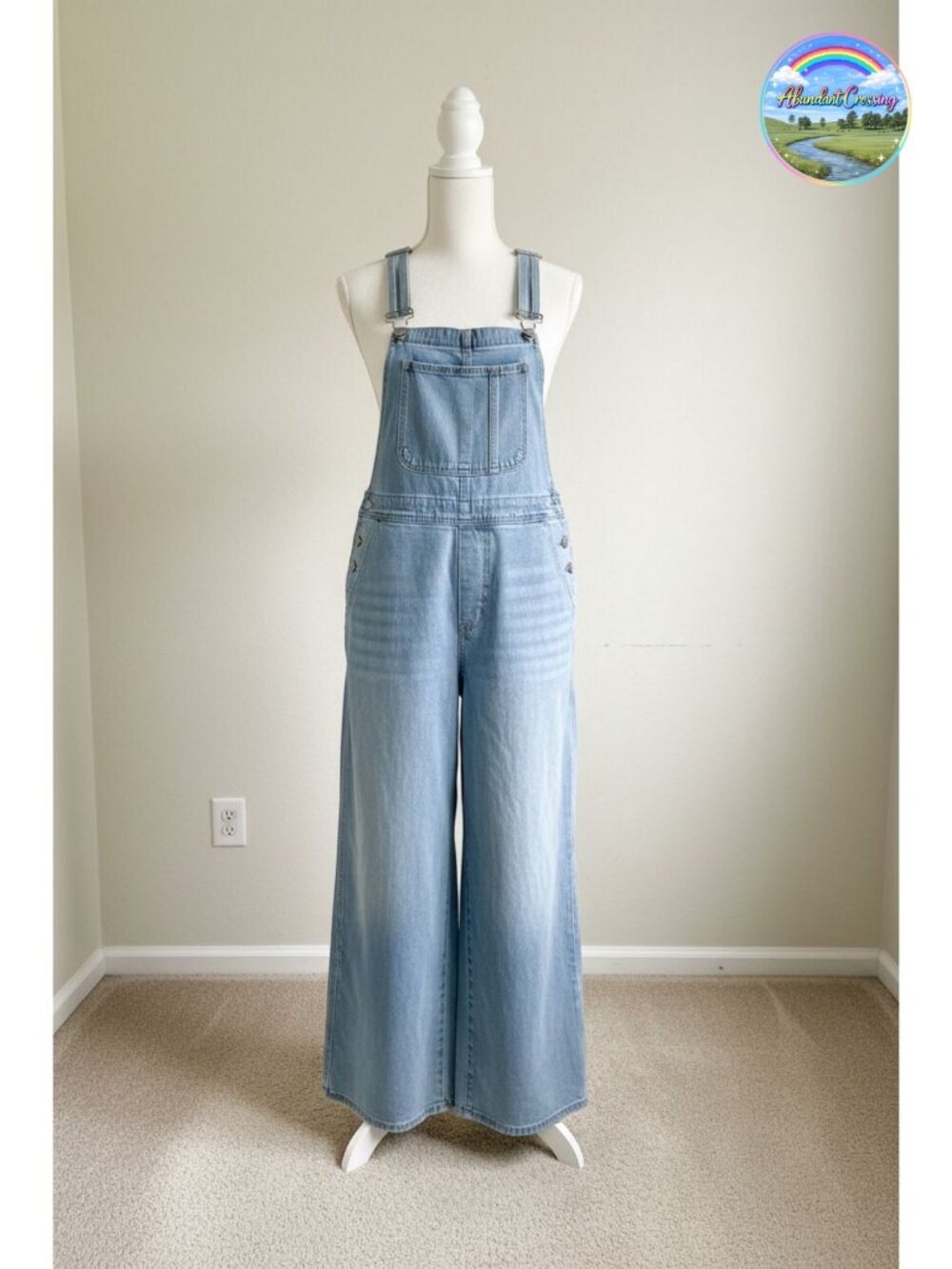 Women's Loose Wide Leg Denim Bib Overalls Adjustable Strap Baggy Distressed